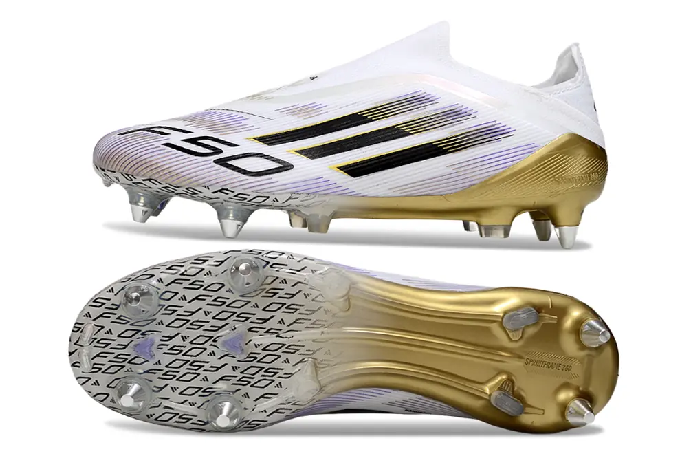 Adidas F50 Elite Laceless SG - White/Gold/Black