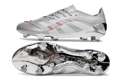 Adidas Predator 25 Elite FG - Silver/Crimson Red/Metallic Grey