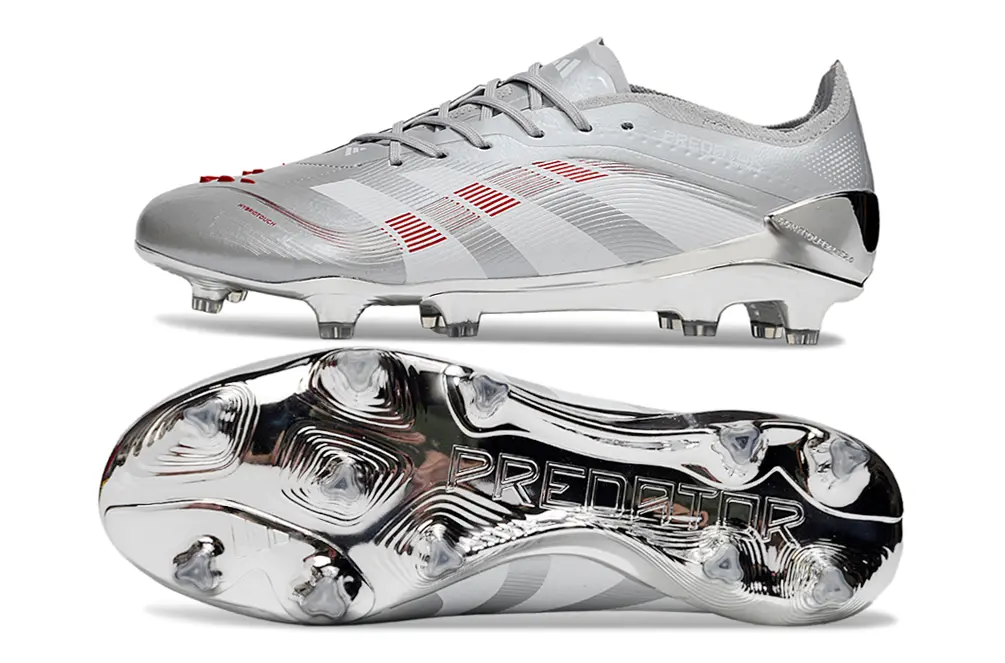 Adidas Predator 25 Elite FG - Silver/Crimson Red/Metallic Grey