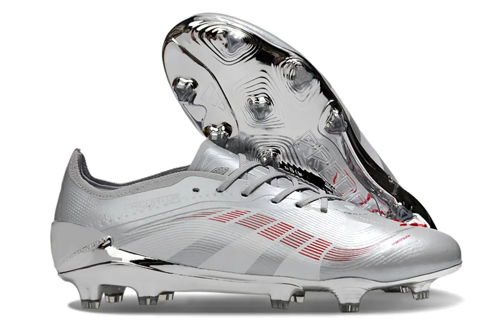 Adidas Predator 25 Elite FG - Silver/Crimson Red/Metallic Grey