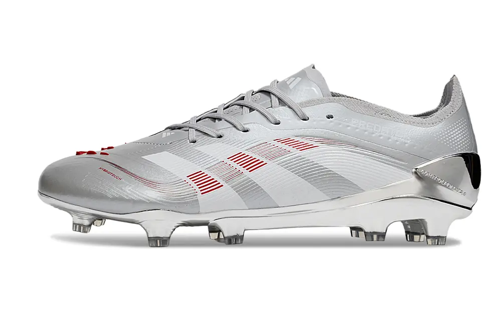 Adidas Predator 25 Elite FG - Silver/Crimson Red/Metallic Grey