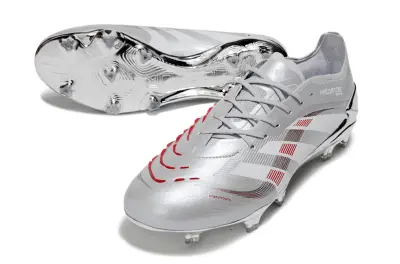 Adidas Predator 25 Elite FG - Silver/Crimson Red/Metallic Grey