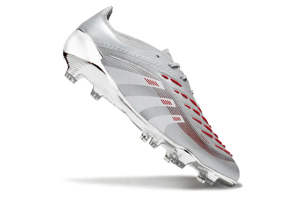 Adidas Predator 25 Elite FG - Silver/Crimson Red/Metallic Grey
