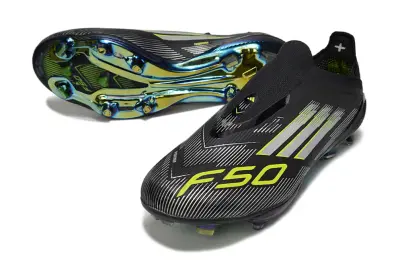 Adidas F50+ Laceless Lightstrike Pro FG - Black/Vibrant Yellow/Rainbow Iridescent
