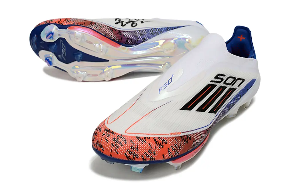 Son x Adidas F50+ Laceless Lightstrike Pro FG - White/Vivid Red/Deep Blue