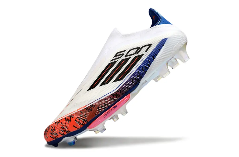 Son x Adidas F50+ Laceless Lightstrike Pro FG - White/Vivid Red/Deep Blue