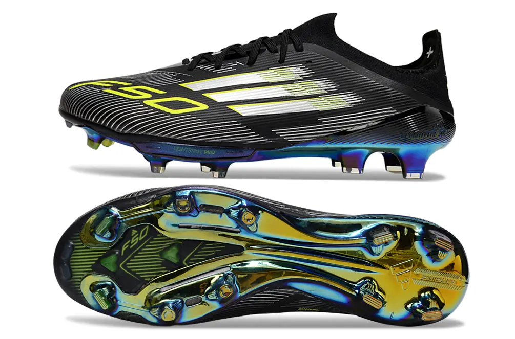 Adidas F50+ Lightstrike Pro FG - Black/Neon Yellow/Iridescent Blue