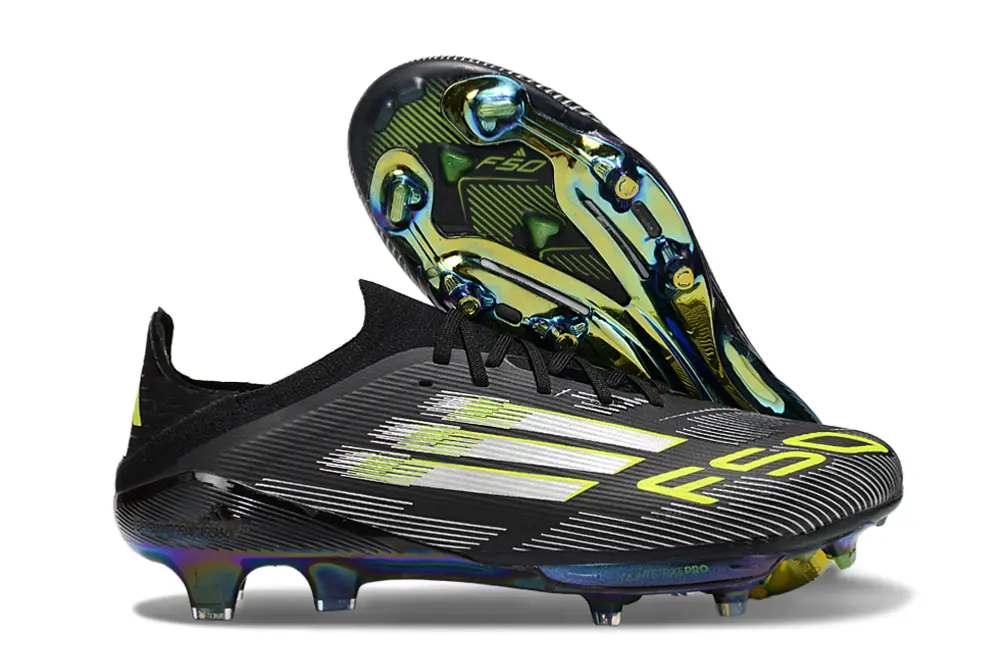 Adidas F50+ Lightstrike Pro FG - Black/Neon Yellow/Iridescent Blue
