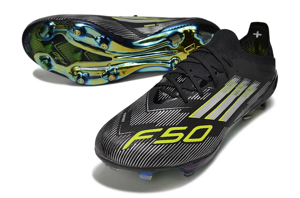Adidas F50+ Lightstrike Pro FG - Black/Neon Yellow/Iridescent Blue