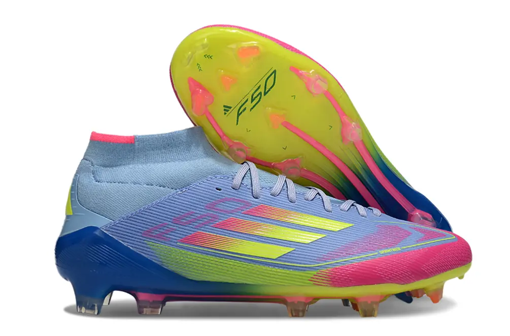 Adidas F50 Elite Mid FG - Blue/Neon Pink/Sunny Yellow