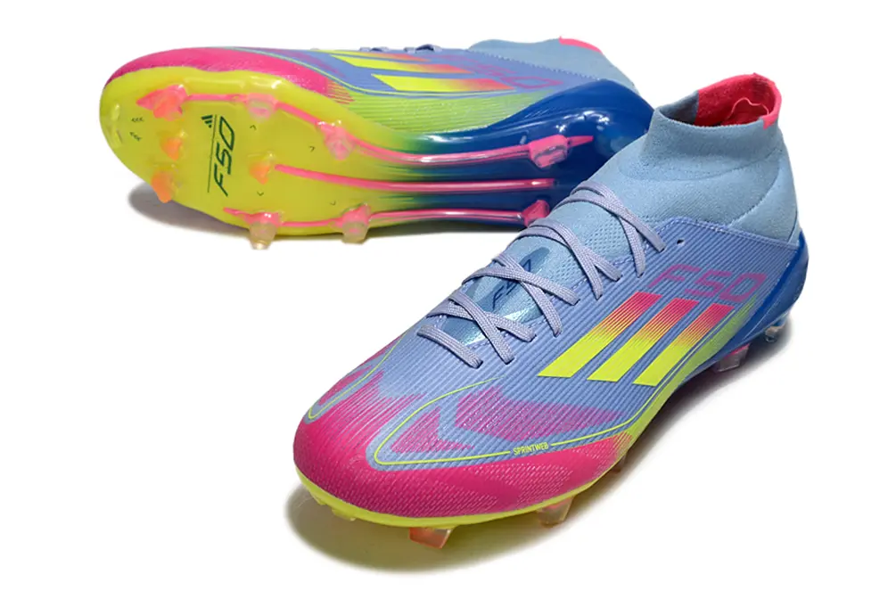 Adidas F50 Elite Mid FG - Blue/Neon Pink/Sunny Yellow
