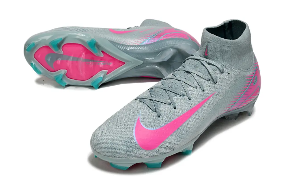 Nike Air Zoom Mercurial Superfly 10 Elite FG - Gray/Neon Pink/Aqua Blue