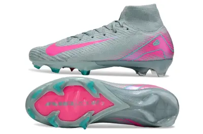 Nike Air Zoom Mercurial Superfly 10 Elite FG - Gray/Neon Pink/Aqua Blue