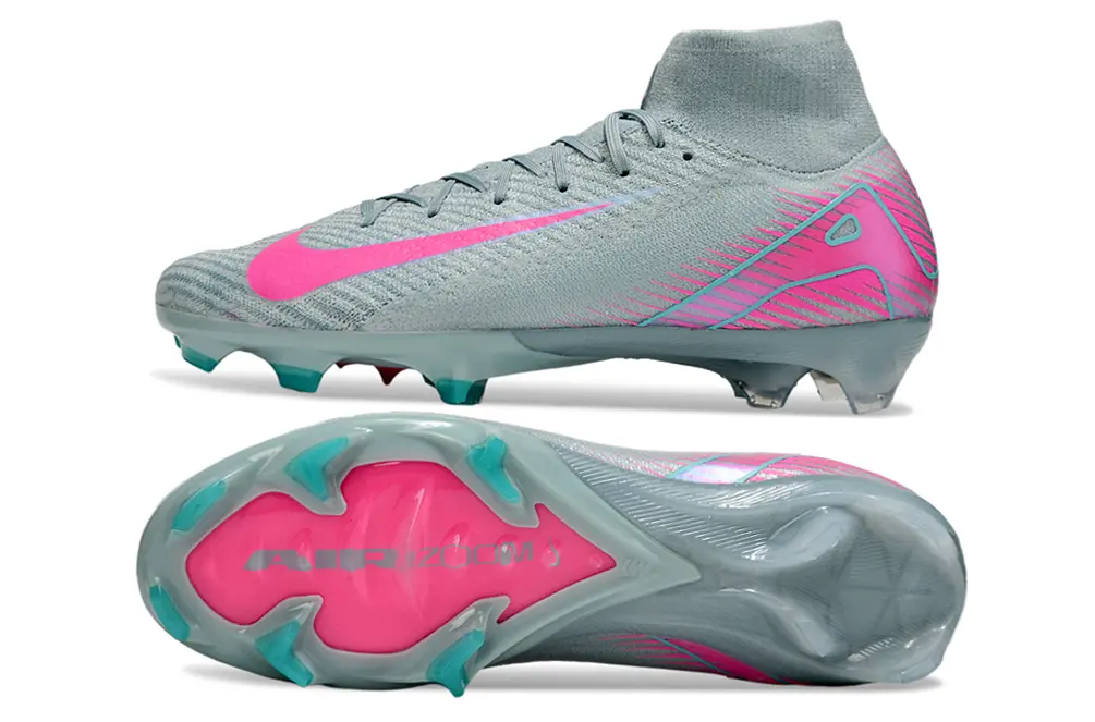 Nike Air Zoom Mercurial Superfly 10 Elite FG - Gray/Neon Pink/Aqua Blue