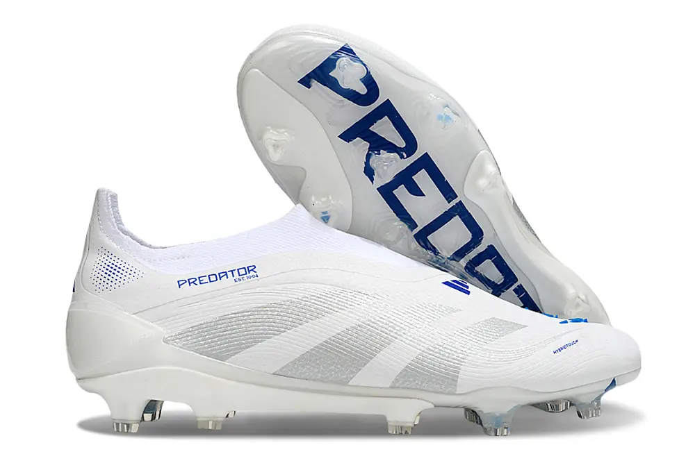 Adidas Predator 25 Elite Laceless FG - White/Silver/Blue