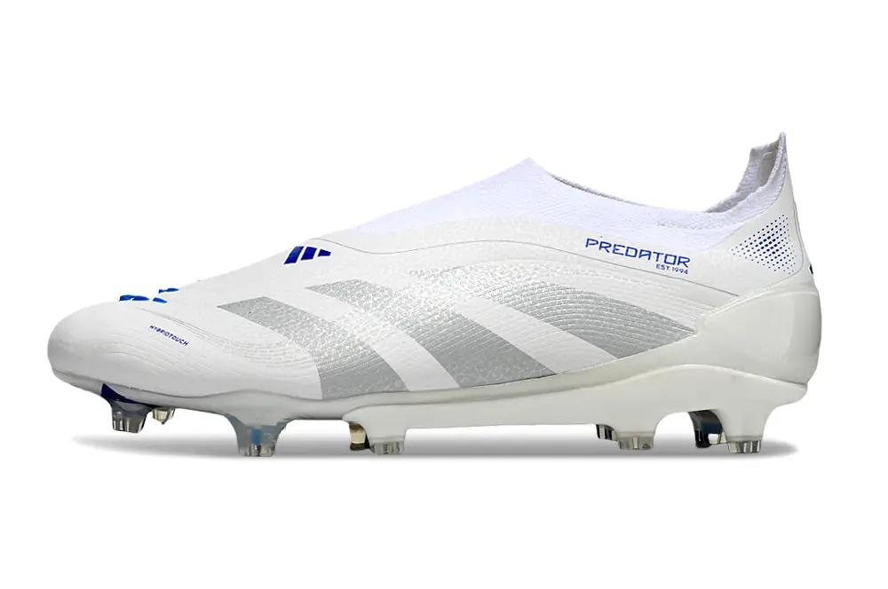 Adidas Predator 25 Elite Laceless FG - White/Silver/Blue