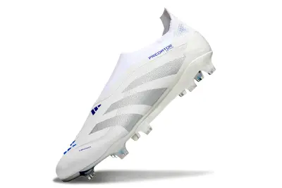 Adidas Predator 25 Elite Laceless FG - White/Silver/Blue