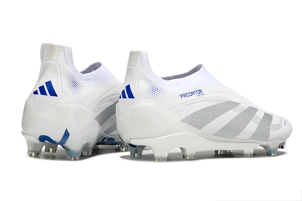 Adidas Predator 25 Elite Laceless FG - White/Silver/Blue