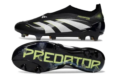 Adidas Predator 25 Elite Laceless FG - Black/Electric Green/Metallic Silver