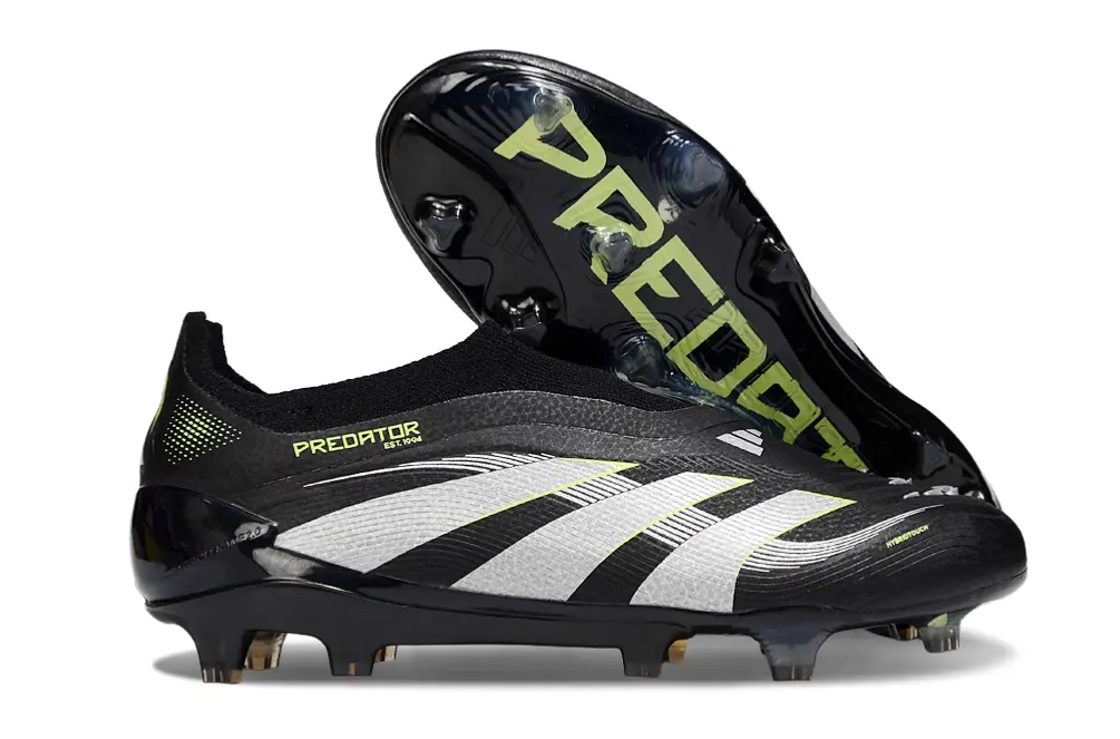 Adidas Predator 25 Elite Laceless FG - Black/Electric Green/Metallic Silver