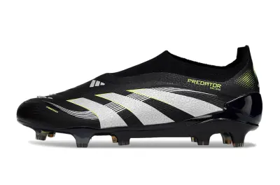 Adidas Predator 25 Elite Laceless FG - Black/Electric Green/Metallic Silver