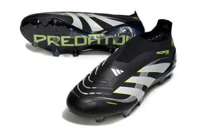 Adidas Predator 25 Elite Laceless FG - Black/Electric Green/Metallic Silver