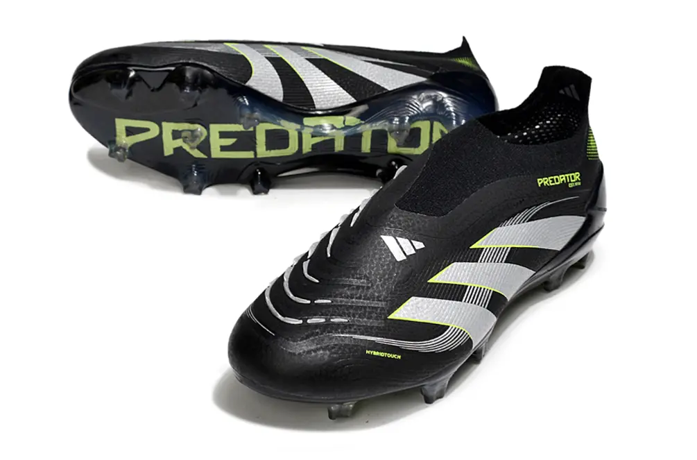 Adidas Predator 25 Elite Laceless FG - Black/Electric Green/Metallic Silver