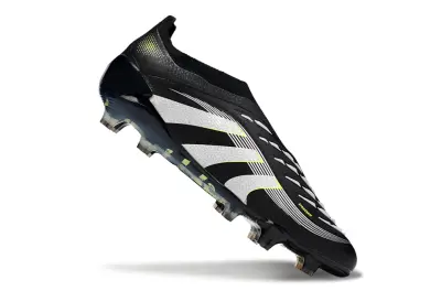 Adidas Predator 25 Elite Laceless FG - Black/Electric Green/Metallic Silver
