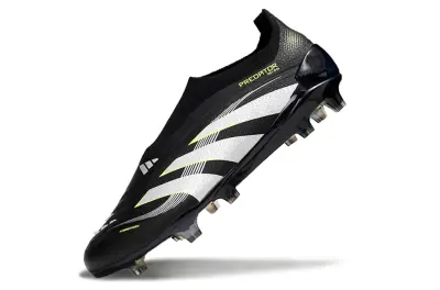 Adidas Predator 25 Elite Laceless FG - Black/Electric Green/Metallic Silver