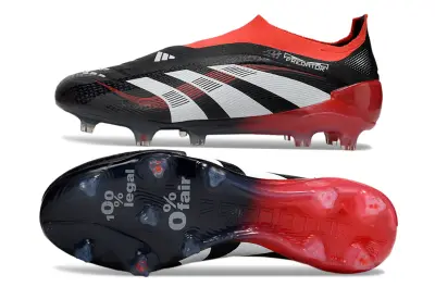 Adidas Predator 25 Elite Laceless FG - Black/Crimson Red/Classic White
