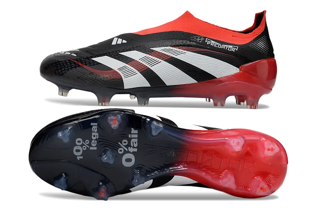 Adidas Predator 25 Elite Laceless FG - Black/Crimson Red/Classic White