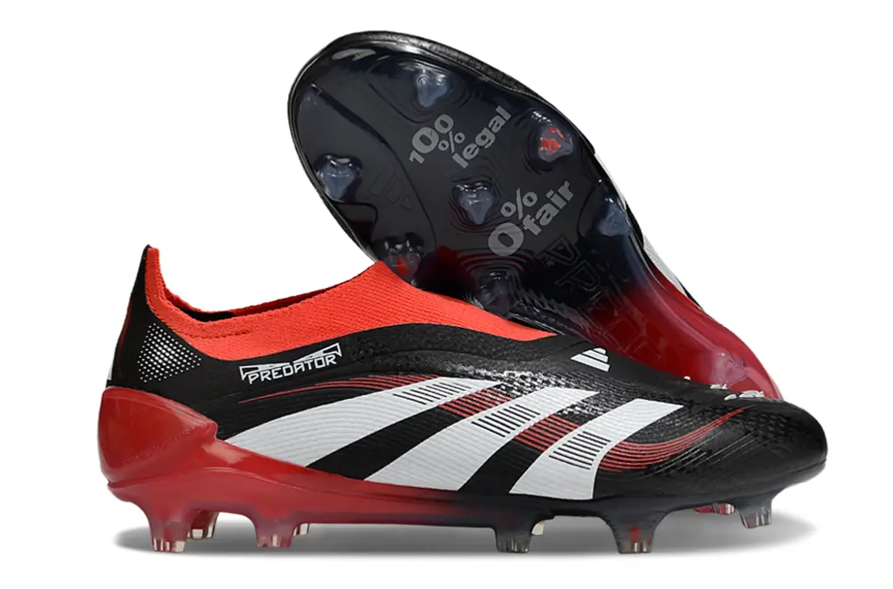 Adidas Predator 25 Elite Laceless FG - Black/Crimson Red/Classic White