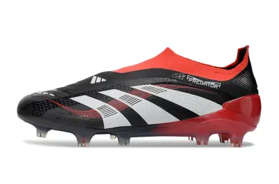 Adidas Predator 25 Elite Laceless FG - Black/Crimson Red/Classic White