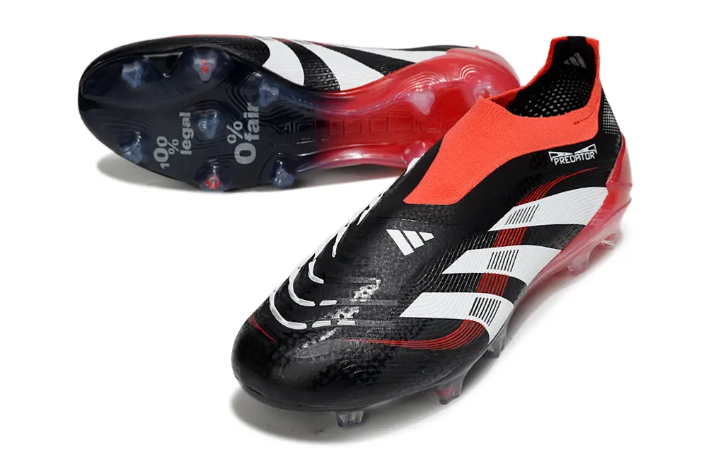 Adidas Predator 25 Elite Laceless FG - Black/Crimson Red/Classic White