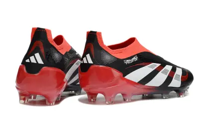 Adidas Predator 25 Elite Laceless FG - Black/Crimson Red/Classic White