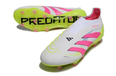 Adidas Predator 25 Elite Laceless FG - White/Vibrant Pink/Electric Yellow