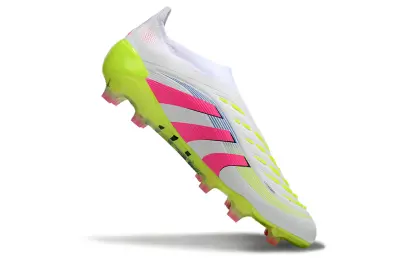 Adidas Predator 25 Elite Laceless FG - White/Vibrant Pink/Electric Yellow