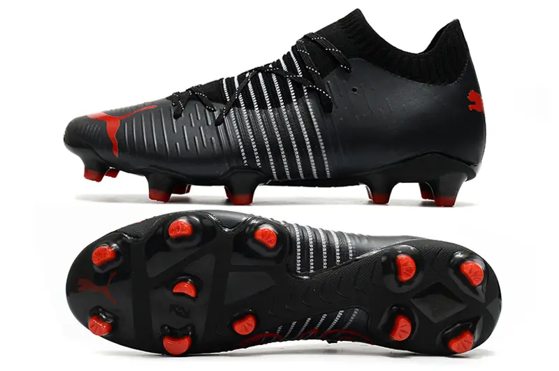 Puma Future Z 1.1 FG - Black/Red Accent/White Stripes