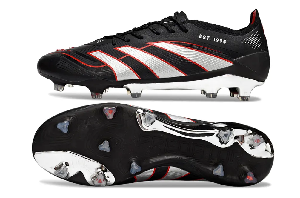 Adidas Predator 25 Elite FG - Black/Crimson Red/Silver Spark