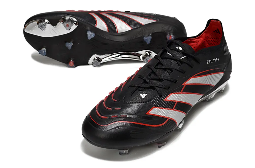 Adidas Predator 25 Elite FG - Black/Crimson Red/Silver Spark
