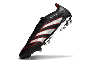 Adidas Predator 25 Elite FG - Black/Crimson Red/Silver Spark