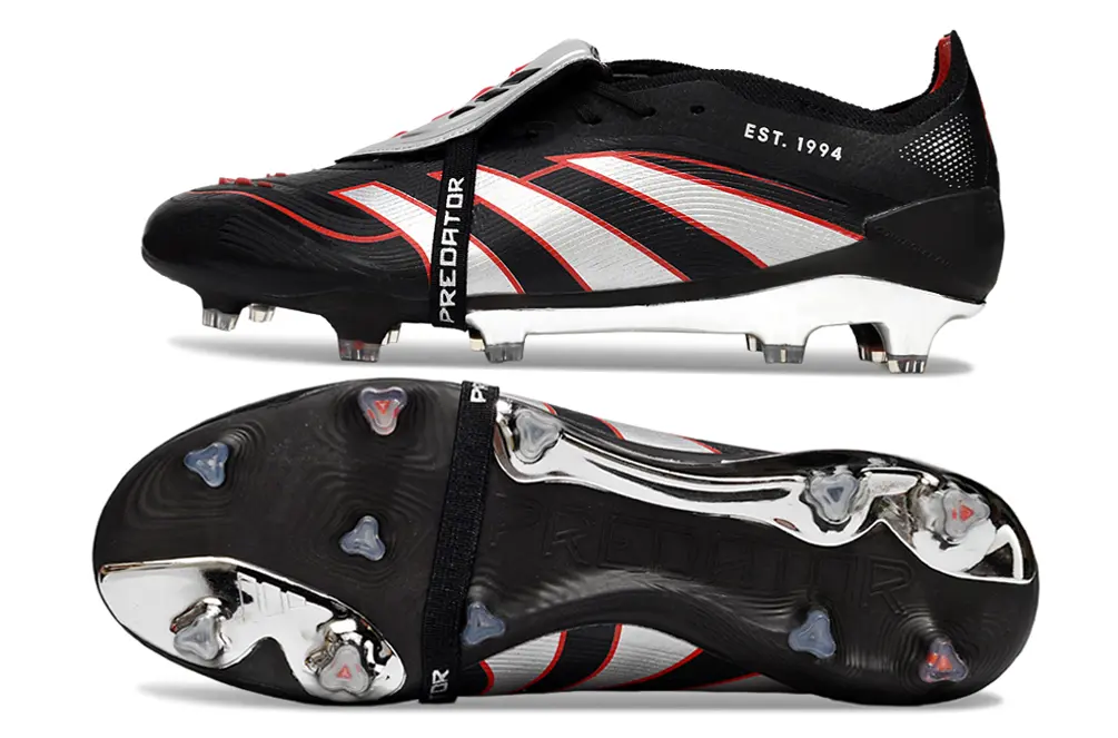 Adidas Predator 25 Elite Foldover Tongue FG - Black/Crimson Red/Silver Metallic