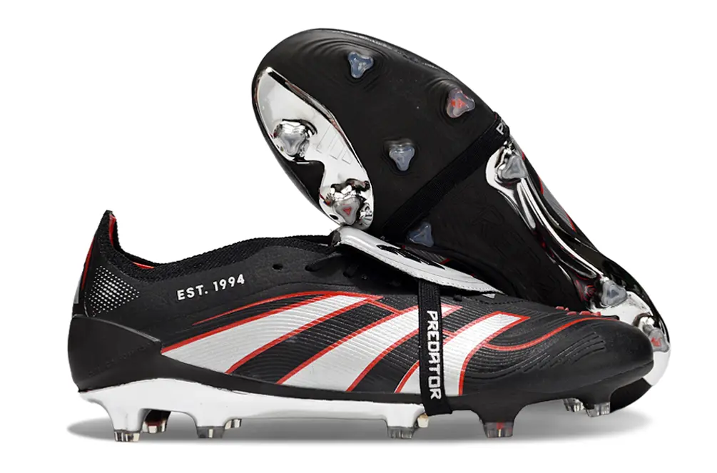 Adidas Predator 25 Elite Foldover Tongue FG - Black/Crimson Red/Silver Metallic