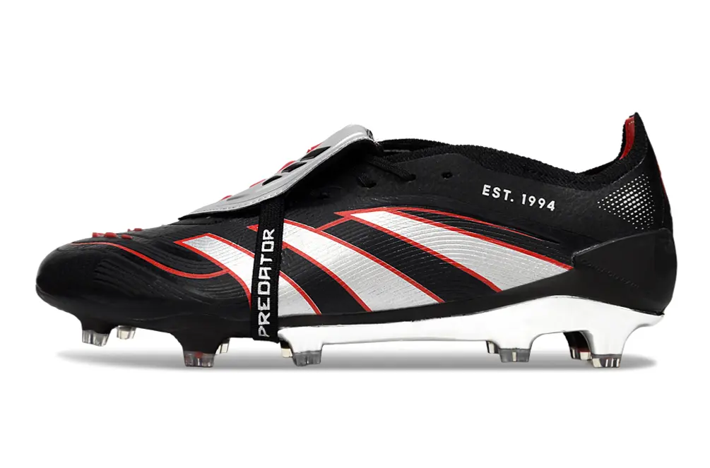 Adidas Predator 25 Elite Foldover Tongue FG - Black/Crimson Red/Silver Metallic
