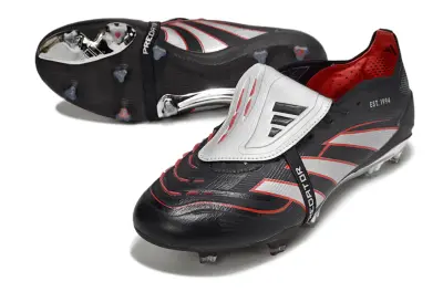 Adidas Predator 25 Elite Foldover Tongue FG - Black/Crimson Red/Silver Metallic