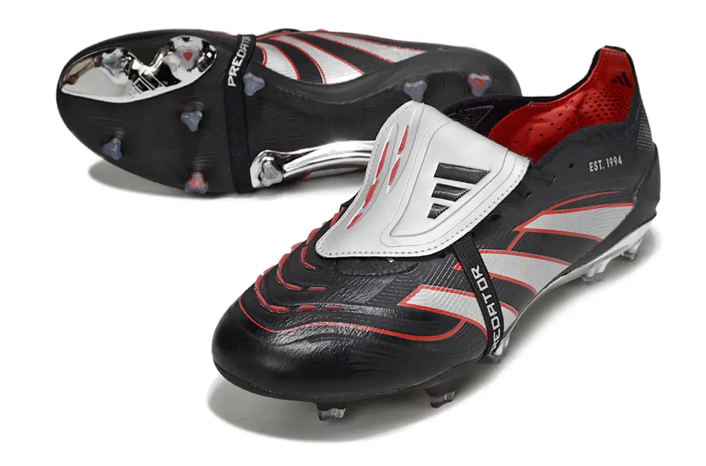 Adidas Predator 25 Elite Foldover Tongue FG - Black/Crimson Red/Silver Metallic