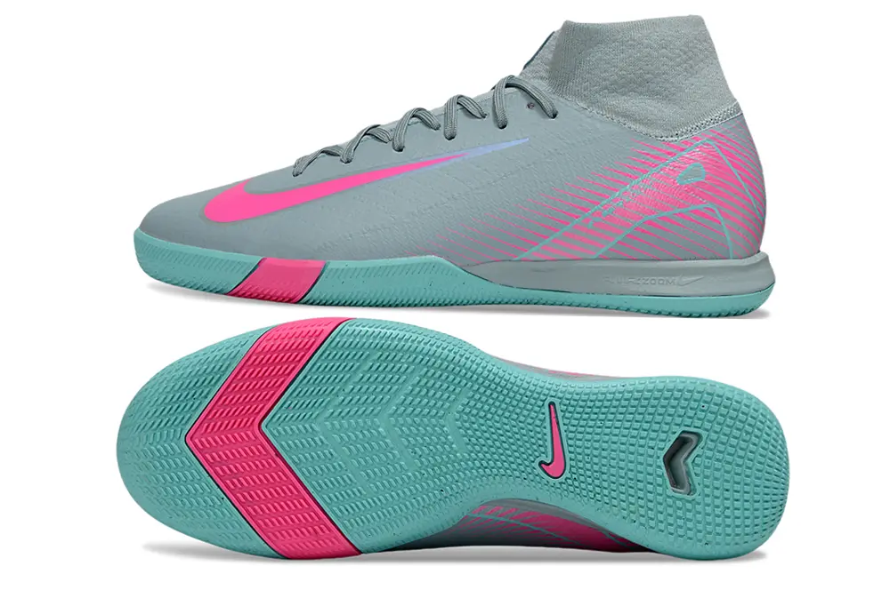 Nike Air Zoom Mercurial Superfly 10 Elite IC - Gray/Tropical Aqua/Neon Pink