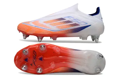 Adidas F50 Elite Laceless SG - White/Electric Orange/Deep Blue