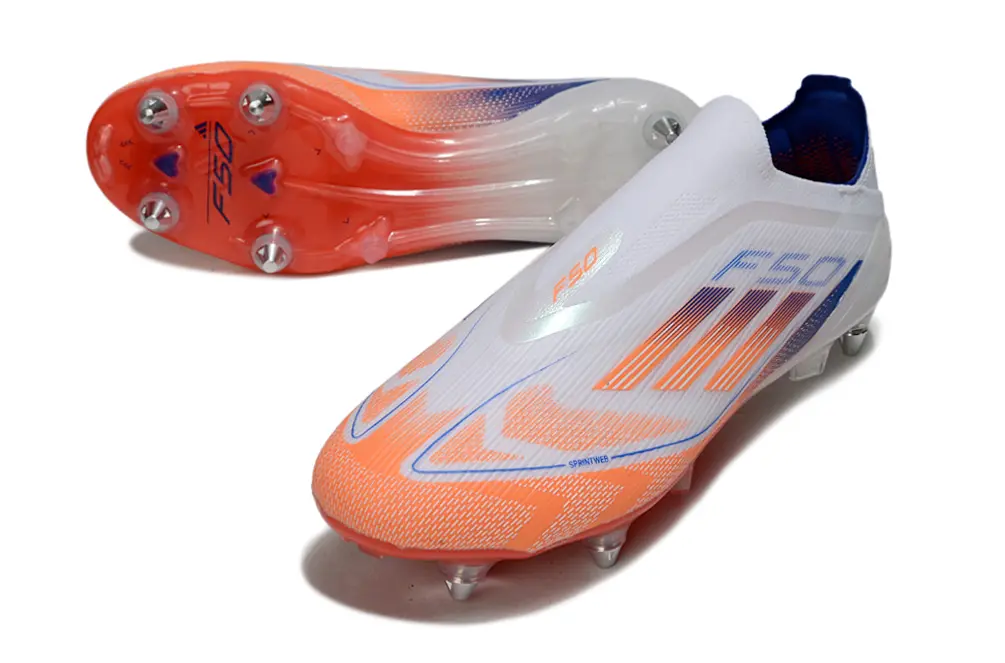 Adidas F50 Elite Laceless SG - White/Electric Orange/Deep Blue