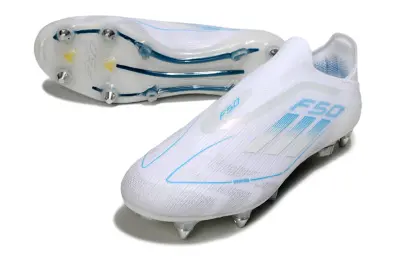 Adidas F50 Elite Laceless SG - White/Sky Blue/Crystal Clear